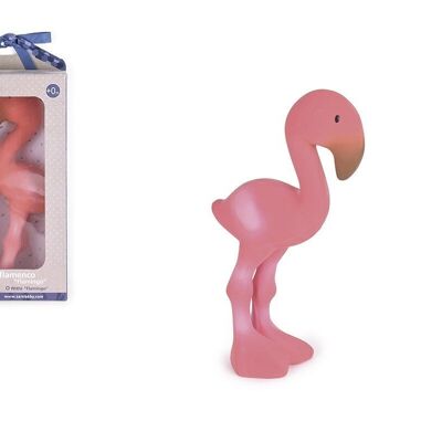 Tikiri: Flamingo SQUEAKER 16cm, gomma naturale, in scatola con finestra, 0+