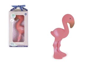 Tikiri: SQUEAKER Flamant 16cm, en caoutchouc naturel, en boîte fenêtre, 0+ 1