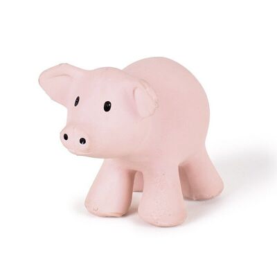 Tikiri: MY FIRST ANIMAL OF THE FARM / PIG 8cm, in natural rubber, with bell, with card, 0+