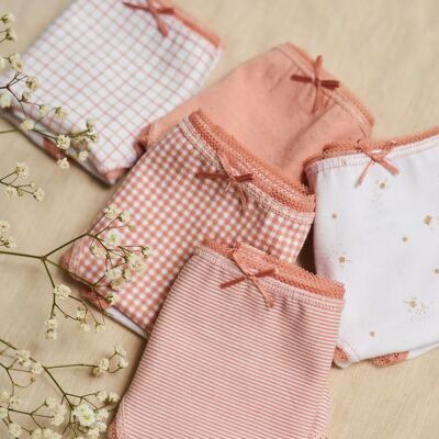 Pack of 5 sustainable girls' panties - Girls' underwear - Pack of pink crowns
