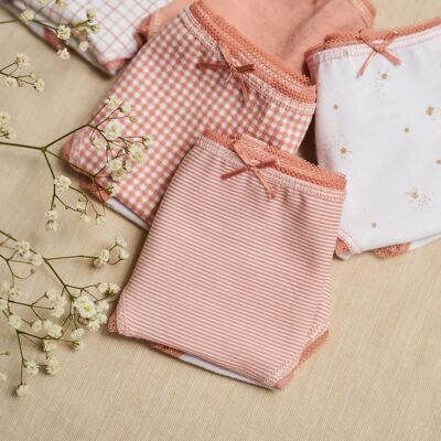 5er-Pack nachhaltige Mädchenhöschen – Mädchenunterwäsche – Packung mit rosa Kronen