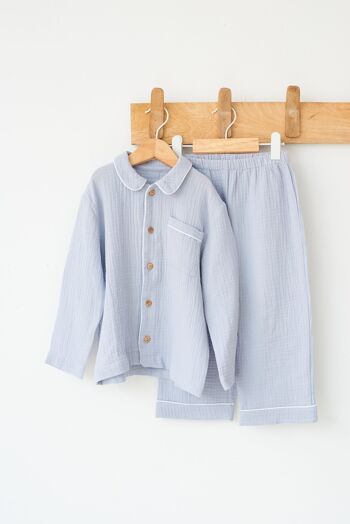 Pyjama chemise en coton bio - Bleu Arctique 1
