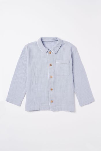 Pyjama chemise en coton bio - Bleu Arctique 2