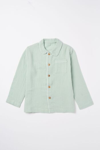 Pyjama chemise en coton bio - Vert d'eau 2