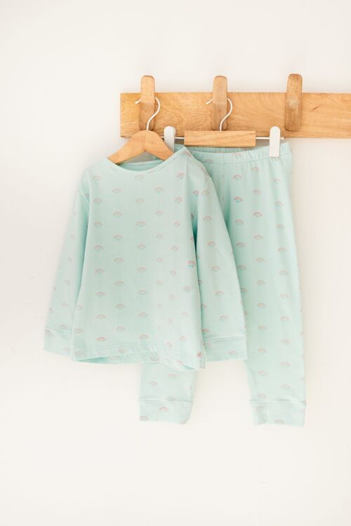 Pijama algodón orgánico Rainbow - Verde Agua