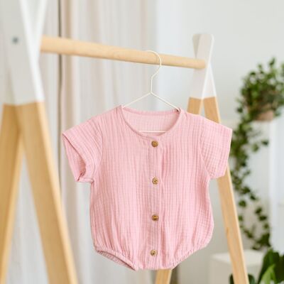 Organic cotton baby romper - Pale pink