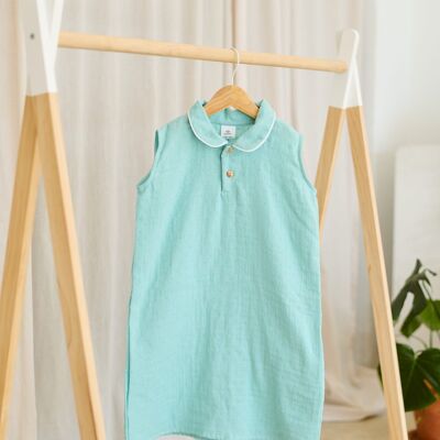 Kleid/Nachthemd mit Plumeti-Ausschnitt - Green Water