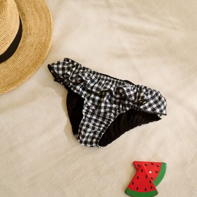 Costume da bagno da bambina - Slip da bagno da bambina in vichy nero