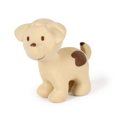 Tikiri: MY FIRST ANIMAL OF THE FARM / DOG 10cm, in natural rubber, with bell, with card, 0+