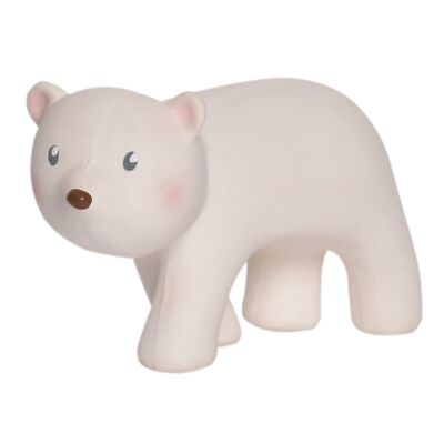 Tikiri: MON PREMIER ANIMAL ARCTIQUE / OURS POLAIRE 8cm, avec grelot, en caoutchouc naturel, avec carte, 0+