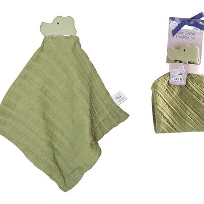 Tikiri Safari: DOUDOU green - CROCODILE with natural rubber head (teething ring) 25x23cm, on card, 0+