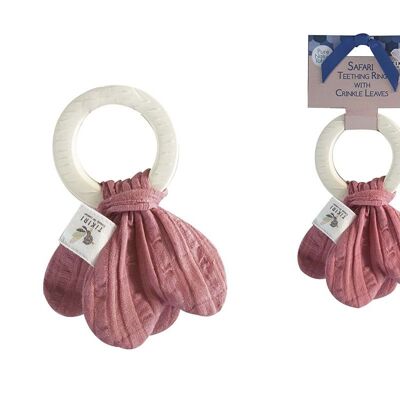 Tikiri Safari: TEETHING RING with bow in burgundy 16cm, in natural rubber, on card, 0+