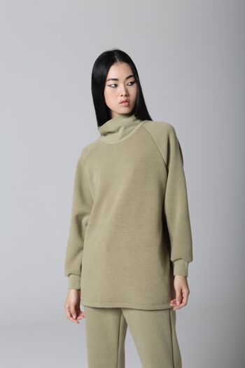 PULL COLLO ALTO;OLIVE