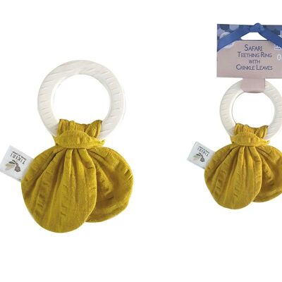 Tikiri Safari: TEETHING RING with bow in yellow 16cm, in natural rubber, on card, 0+