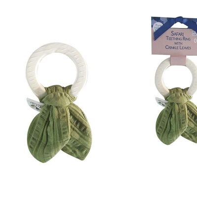 Tikiri Safari: TEETHING RING with bow in green 16cm, in natural rubber, on card, 0+