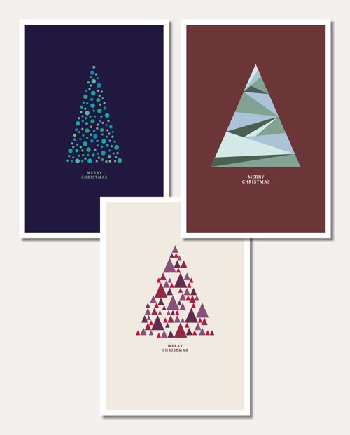 Weihnachtskarten (3er-Set) Trees, mit Umschlägen