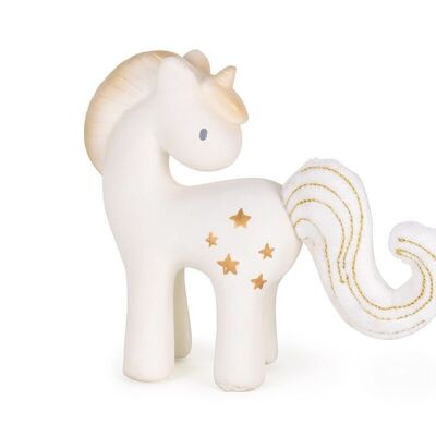 Tikiri Fairy Tales: UNICORN Shining Stars 13cm, in natural rubber and cotton, with bell, in window box, 0+