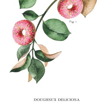 Donut Wall Art, Botanical Prints, Donut Art Print. A3 (blanc) 3