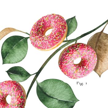 Donut Wall Art, Botanical Prints, Donut Art Print. A3 (blanc) 4