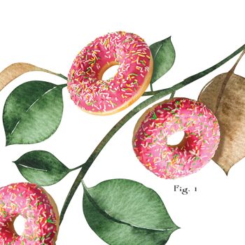 Donut Wall Art, Botanical Prints, Donut Art Print. A2 (antiquité vieillie) 4