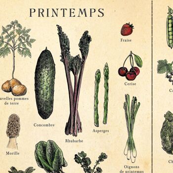 Affiche FRANCAISE de fruits et légumes, impression de nourriture de cuisine, Resta A3 (Aged Antique) 2