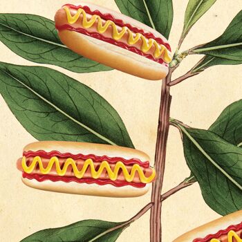 Hotdog Wall Art, Botanical Prints, Hotdog Art Print, Galerie A4 (blanc) 3
