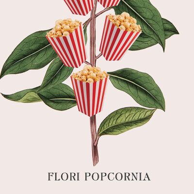 popcorn botanical, cinema lover print, funny art A4(Aged Antique)