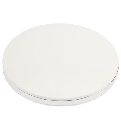 Miroir de poche rond blanc/argent avec grossissement 2x et éclairage LED