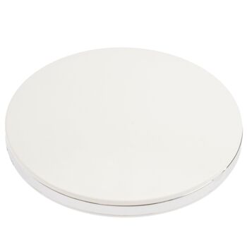 Miroir de poche rond blanc/argent avec grossissement 2x et éclairage LED 1