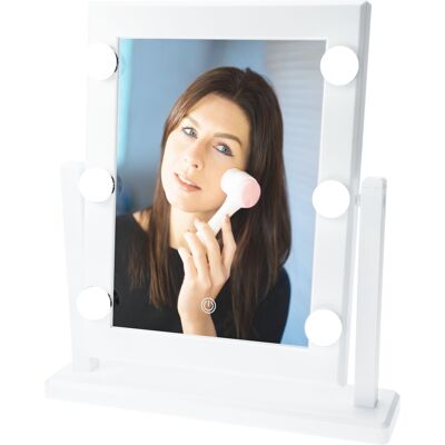 Adjustable mirror with 6 LED lights and sensor button
