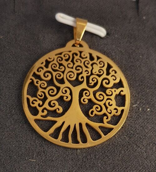 HELENE : pendentif grand arbre doré-