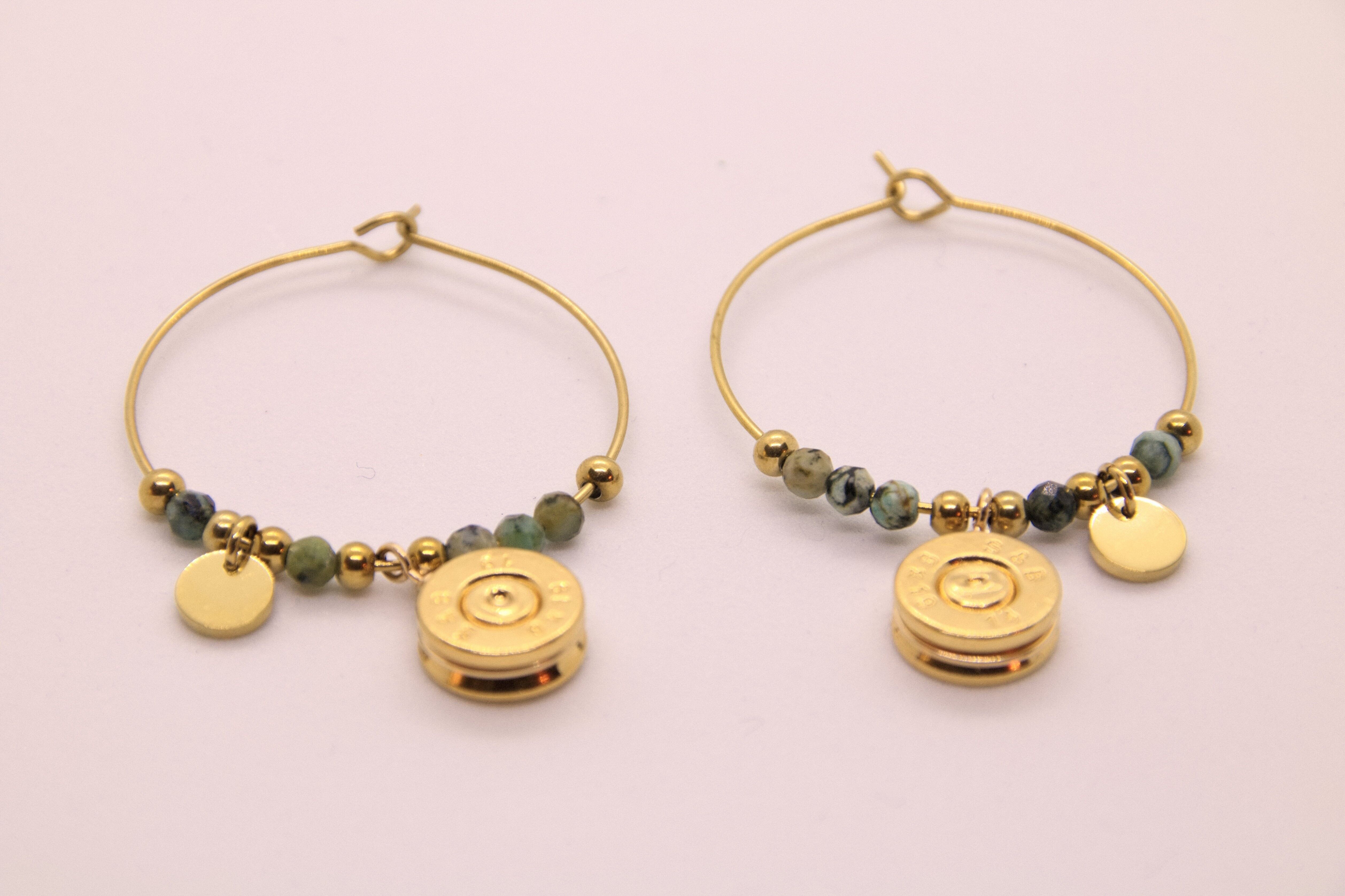 MAELISS orecchini ad innesto 9 mm dorati con oro fino - oro verde-