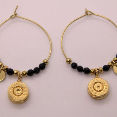 MAELISS boucles d'oreilles douille 9 mm dorée à l'or fin - dore marron-
