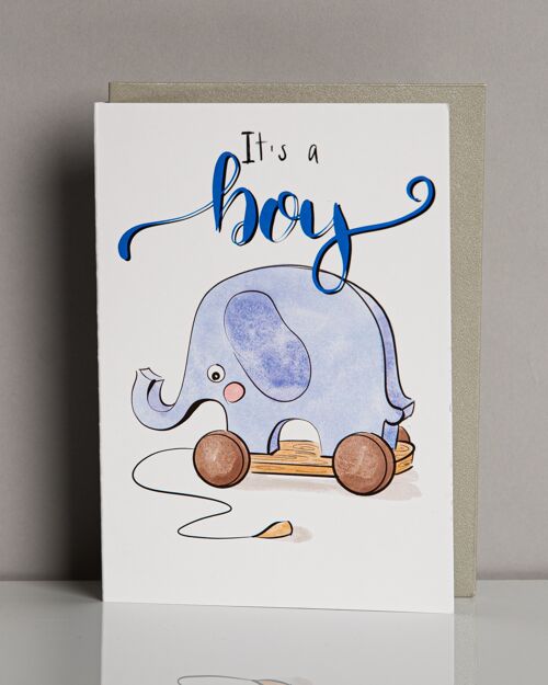carte de vœux it's a boy Elephant