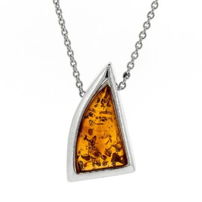 Ciondolo triangolo color ambra cognac con catena da 45,7 cm e scatola di presentazione