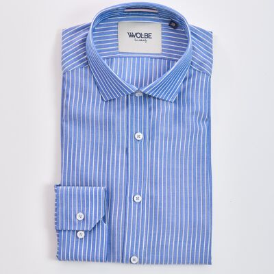 72-hour shirt in blue merino with stripes, Zephyr