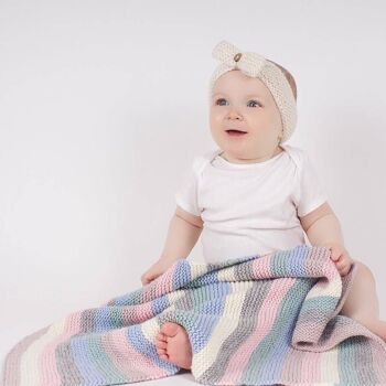 Kit de tricot couverture bébé rayé 2