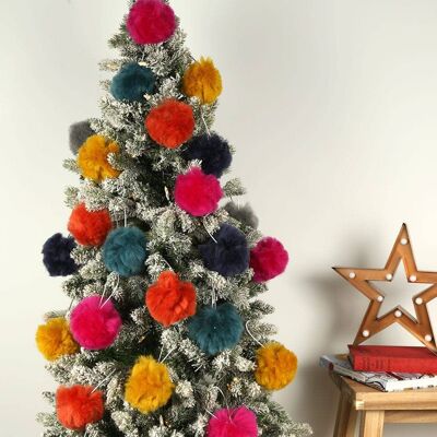 Kit artigianale con pompon per palline di Natale smorzato