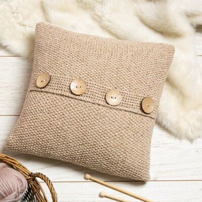 Kit de tricot pour housse de coussin au point de mousse