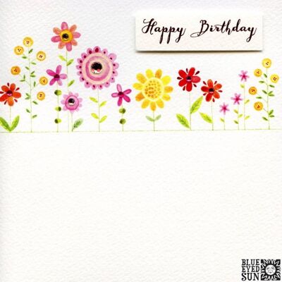 Happy Birthday Row of Flowers - Charming