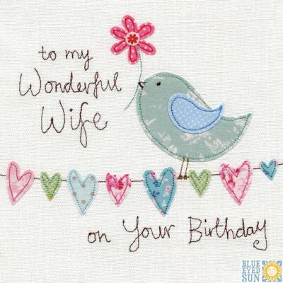 Uccello di compleanno della moglie con fiore - Vintage