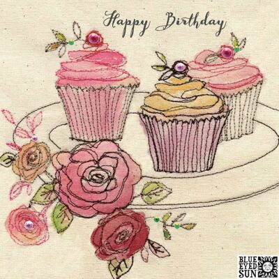 Happy Birthday Cupcakes - Broderie