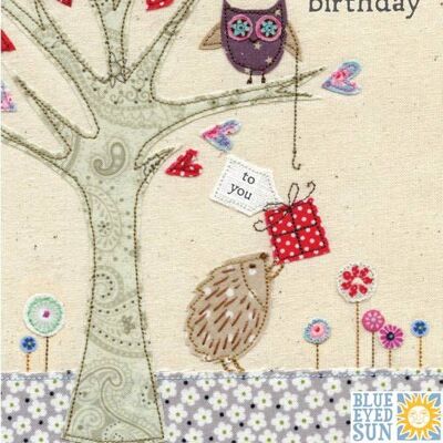 Birthday Owl Hedgehog - Picnic Time