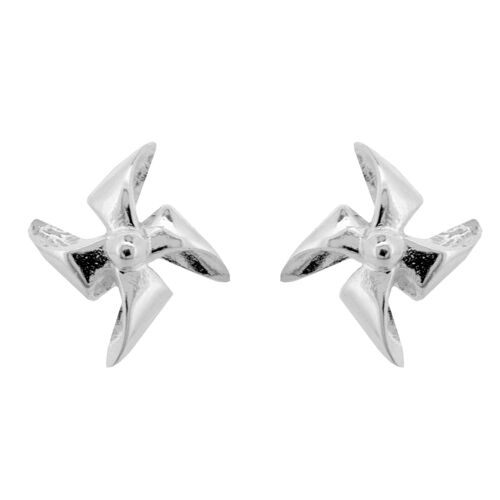 Silver Beach Windmill Stud Earrings and Presentation Box