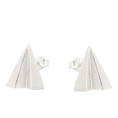 Silver Paper Airplane Stud Earrings and Presentation Box