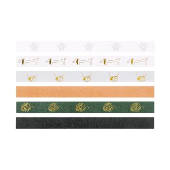 Washi Tape - Rouleaux de 5 m de long (6 rouleaux) Ensemble de rubans adhésifs avec motifs en feuille d'or 2
