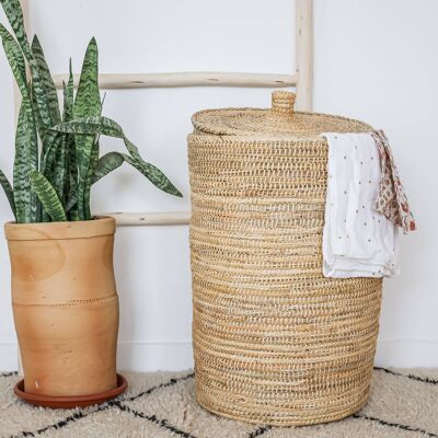 cesta de almacenamiento y ropa sucia hecha a mano de estilo bohemio
