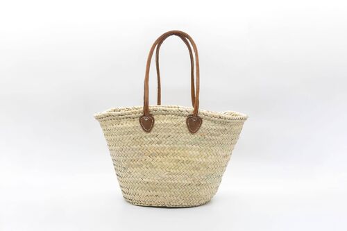 French Shopping Basket with long Leather