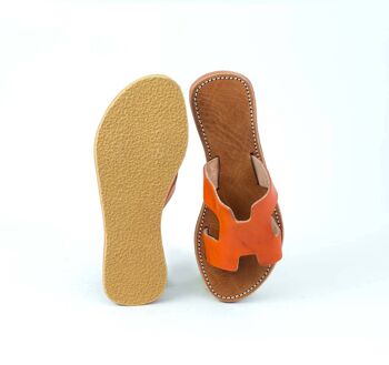 Sandale en cuir orange en forme de H 2
