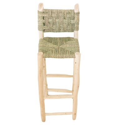 Handmade wooden Bar high chair with natural rope boho chic